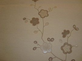 opruiming bruin beige chinees japans bloemen vinyl behang 108 .