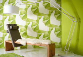 Limegroen behang vlies xx54