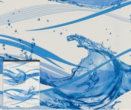 Behangpapier Blauw Creme Water Behang  828603