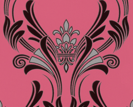 Barok behangpapier roze met glitter 957032