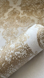 AS Creation Wit Goud Ornamenten Behang – Glitter Barok Vliesbehang