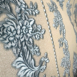 blauw wit behang klassiek glim