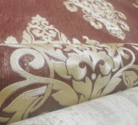 Rood goud barok behang dubbelbreed 36454-4