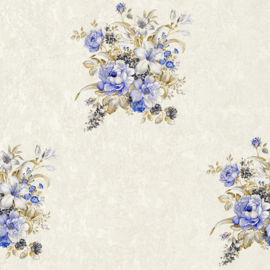 Bloemen behang blauw 37225-2