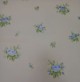 blauw bloemen behang roosjes rasch 2524
