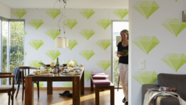 retro behang groen diamanten 95656-2