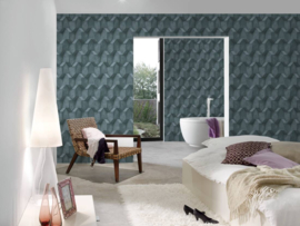 Blauw retro 3D behang 38827-1
