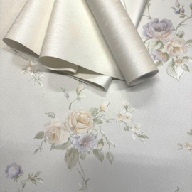 bloemen behang zachte kleuren glim