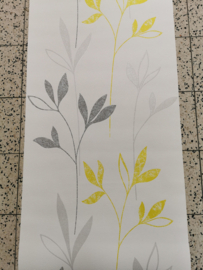 Geel bloemen behangpapier 735437