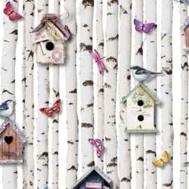 Muriva behang 102549 Bird Boxes Multi