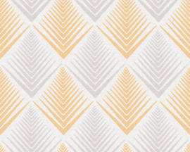 retro behang oranje grijs 35606-1