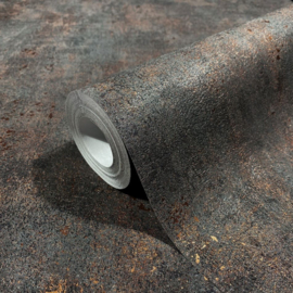 Behang met metallic betonstuc look 34270