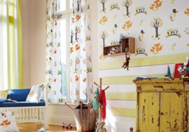 Esprit Home Kids Vliesbehang Forest Wit, Beige, Helderblauw, Bruin