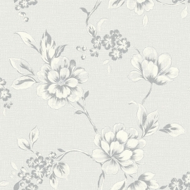 Behangpapier Bloemen Grijs Creme GT28802