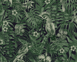 tropical floral behangpapier groen papegaai 37033-1