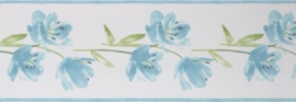 breed behangrand bloemen blauw xxl
