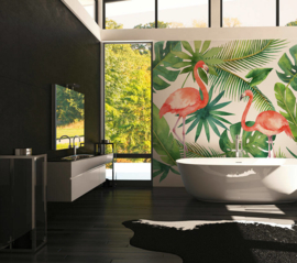 Flamingo behangpapier groen dd116612