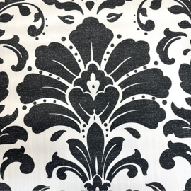 Zwart Wit Vinyl Behang Barok Ornamenten met Glitter 108102
