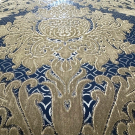 Velvet blauw goud barok behang klassiek vintage