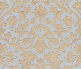 Blauw goude barok damask behang Vintage 3905