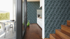 Blauw retro 3D behang 38827-1