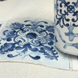 delfs blauw behangrand tegel look