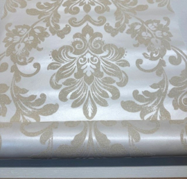 Glitter behang barok creme wit metallic 6762-30