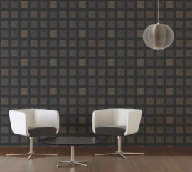 zwart retro behang 37172-4