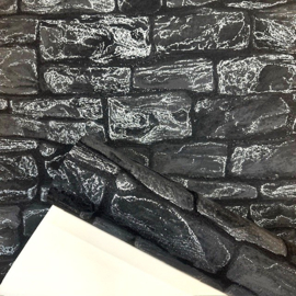 Glitter stenen vlies behang zwart zilver