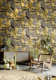 Behang met apen en tropische vogels  18502 Flora