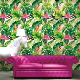 tropical behang flamingo as21303