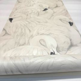 Flamingo behang off-white dieren tropisch