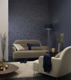 Bloemen behangpapier Blauw P&S 42075-30