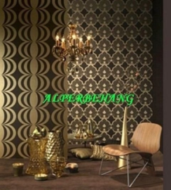 retro behang bruin goud x074