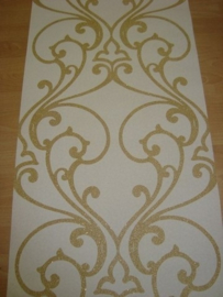 barok behang vlies creme goud glitter glamur 50