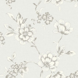 Behangpapier Bloemen Creme  Beige Grijs   GT28801