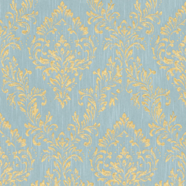 blauw goud barok textiel behang glitter 30659-5