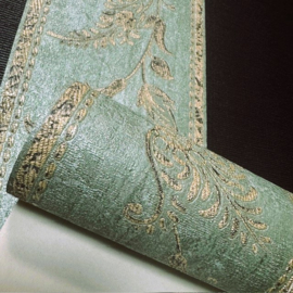 Rand groen goud landelijk look voelbaar relief bloemen