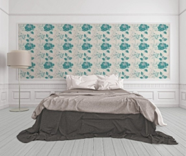 bloemen behang blauw 95881-4