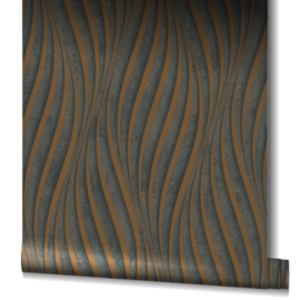 Behang met golvende lijnen 34263