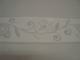creme beige modern bloemen behangrand