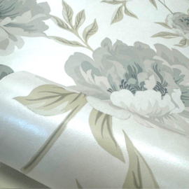beige bloemen behang taupe wit 25091