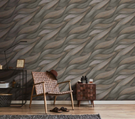 bruin retro vliesbehang Design & luxe 3D look