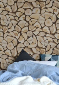 Behangpapier openhaard hout 130359