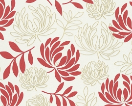 Behangpapier Bloemen rood wit  96116-2