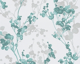 Behangpapier Bloemen Turquoise 30056-2