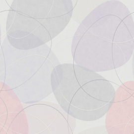 landelijk retro behang zacht roze lila grijs pastel kleuren