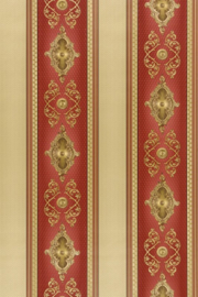 Rood goud strepen behang 