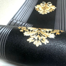 chique zwart goud barok behangrand hermitage