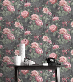 Rose bloemen behang 218114